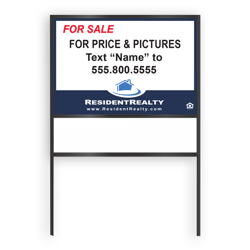 "Lead Capture" Resident Realty H-Frame | Various Sizes Aluminum Panel| Options with and whithout frames | Choose Your Design