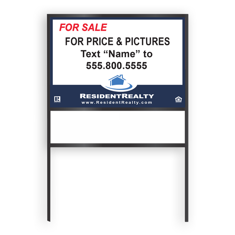 "Lead Capture" Resident Realty H-Frame | Various Sizes Aluminum Panel| Options with and whithout frames | Choose Your Design