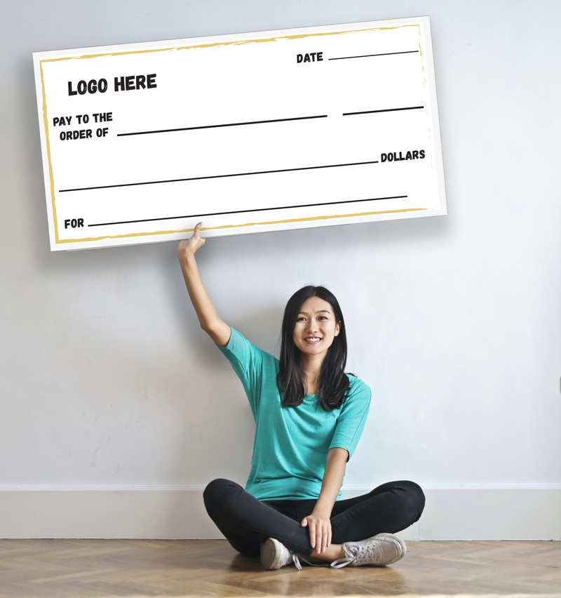 Custom/Personalized Giant Check Sign | Made of Durable 10MM Thick Corrugated Plastic | Choose Your Size/Artwork/Finish | Add Your Text (Logo Optional)