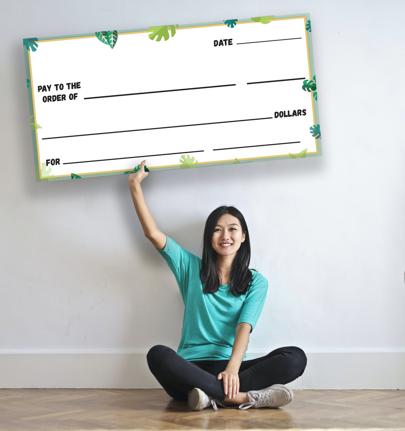 Custom/Personalized Giant Check Sign | Made of Durable 10MM Thick Corrugated Plastic | Choose Your Size/Artwork/Finish | Add Your Text (Logo Optional)