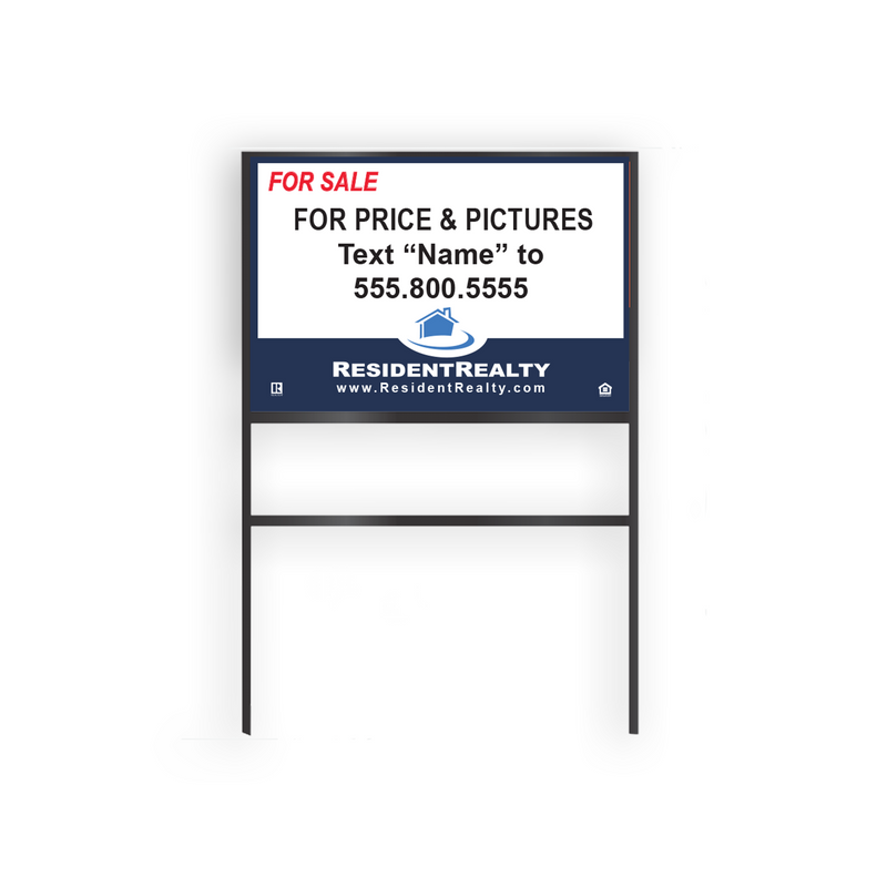 "Lead Capture" Resident Realty H-Frame | Various Sizes Aluminum Panel| Options with and whithout frames | Choose Your Design