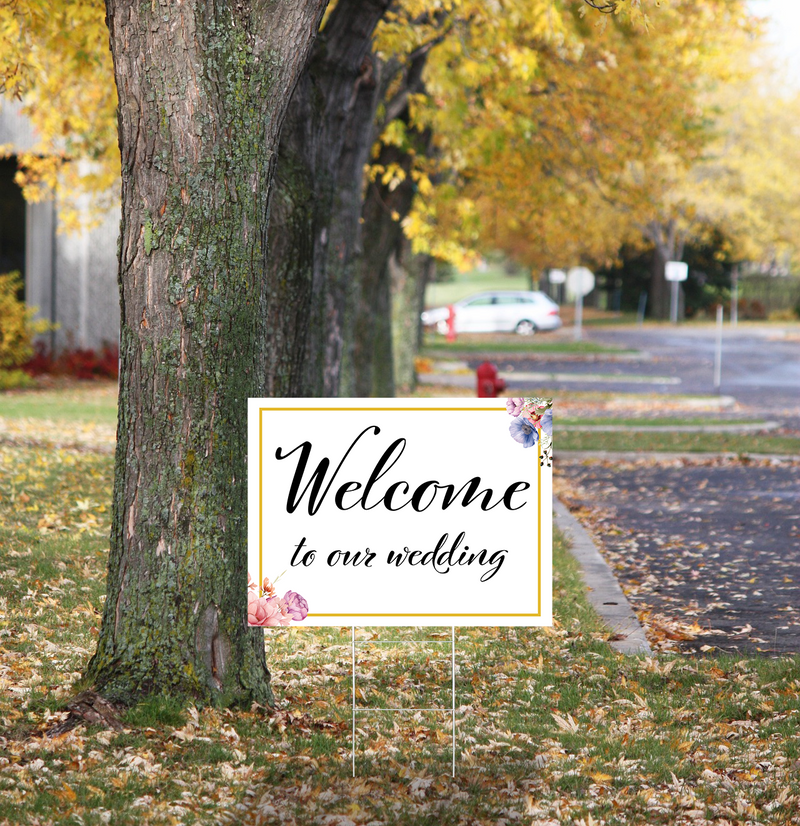 Wedding Wayfinding Yard Signs | 24"W x 18"H, Double Sided, UV Printed | Choose Quantity & Signs Only or Sign with 6"W x 24"H Metal H-Stakes (Copy)