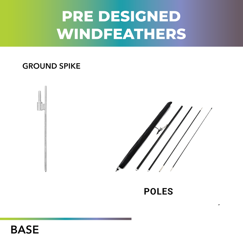 TRUMP 2024 (MAGA) WINDFEATHER KIT (1 Windfeather) | Includes Pole Set & Ground Spike [Choose Red, White, or Blue]